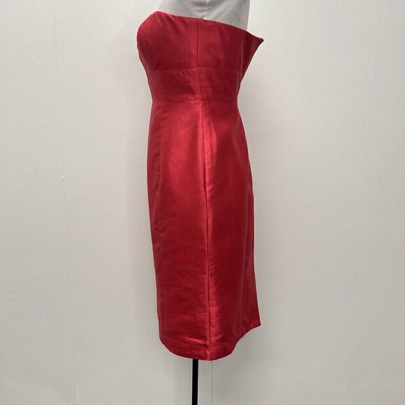 Kay Unger Silk Strapless Mini Dress Sheath Red Size 2 - Picture 5 of 14